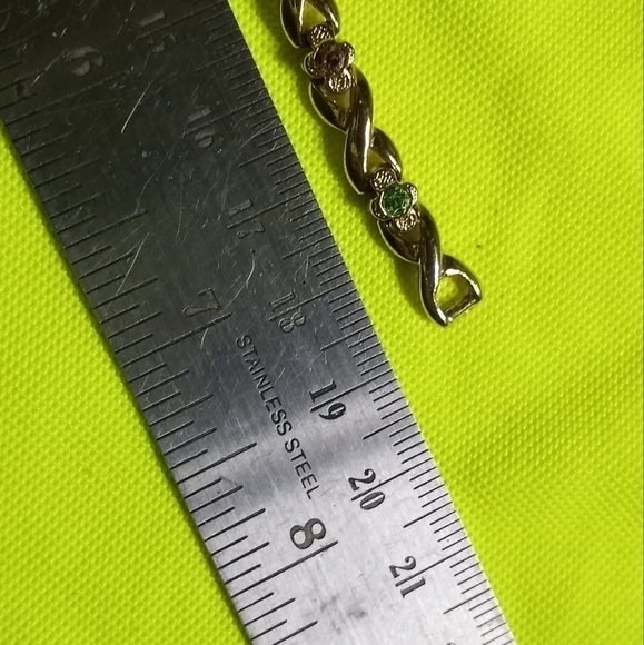 Goldtone multi color link Crystal chain bracelet - Picture 3 of 8